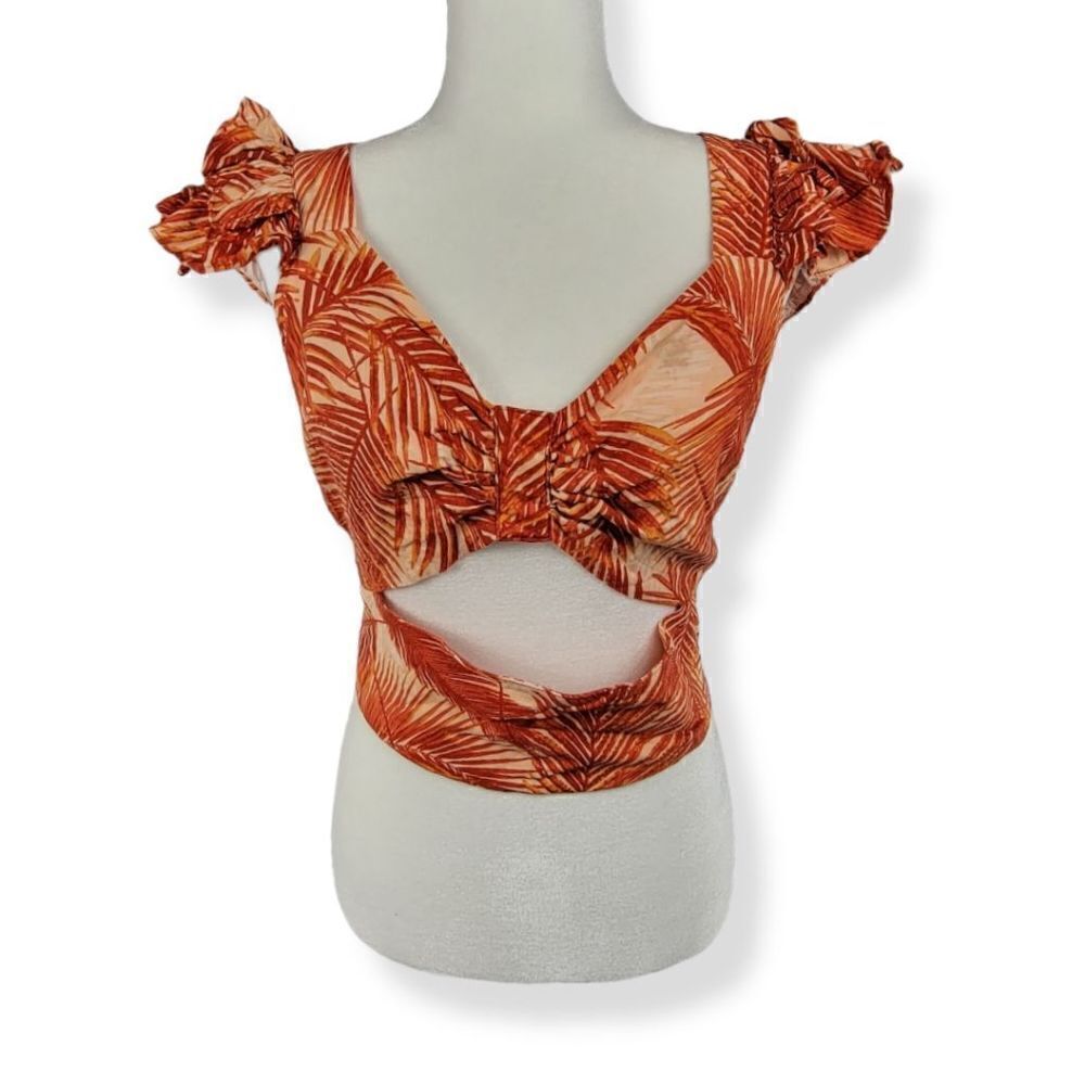 INC  Floral Linen Blend Top LArge
